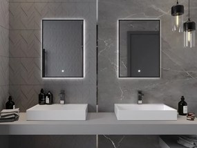 Mexen Erma lustro łazienkowe podświetlane 50 x 70 cm, LED 6000K, antypara, rama czarna - 9814-050-070-611-70