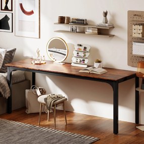 HOMCOM Biurko, stół komputerowy, rustykalny design, dużo miejsca, płyta wiórowa, brązowy | Aosom PL