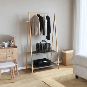 Wieszak stojący na ubrania z materiałowymi półkami 96cm - Agno 3X