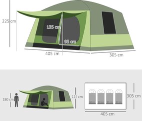 Namiot 8 Osobowy Outsunny – Duży Namiot Na 8 Osób, 410x310cm, Na 4-8 Osób | Aosom PL