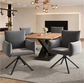 Zestaw 4 krzeseł do jadalni - 60 x 60 x 88 cm - krzesła tapicerowane - obrotowe 360° - aksamitne - szare