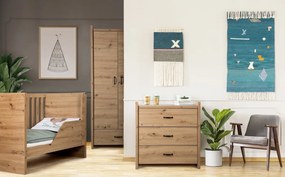 Łóżeczko dziecięce z funkcją sofy Amelia dąb 120x60