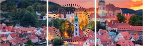 Obraz - Český Krumlov (z zegarem) (90x30 cm)