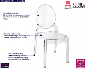 Transparentne krzesło sztaplowane Biały połysk