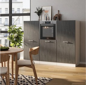 Blok kuchenny czarny beton/biały 180x46x81.6 r-line