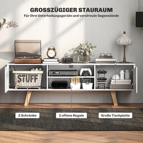 HOMCOM Komoda TV z Szufladami i Otwartymi Półkami, MDF, 150 x 39 x 50 cm, Biały