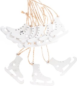 Zestaw drewnianych ozdób świątecznych Łyżwy 6 szt., 5 x 5 cm