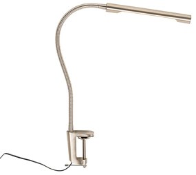 Lampa biurkowa klipsowa stalowa z wbudowanym LED z dotykowym ściemniaczem - Lionard Nowoczesny Oswietlenie wewnetrzne