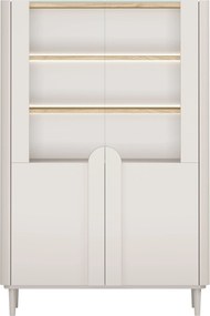 Witryna Amilio 100 cm dwudrzwiowa na nóżkach - kaszmir / dąb olejowany / uchwyty kaszmir