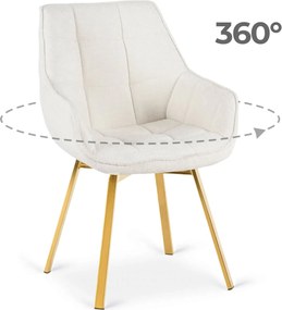 Krzesło Tapicerowane Obrotowe MIA Kremowe do Toaletki Boucle Nowoczesne