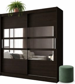 Brązowa nowoczesna szafa przesuwna z lustrem R0-L04