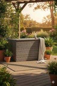 Szara rattanowa skrzynia ogrodowa P7-P85