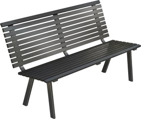 Outsunny Ławka ogrodowa 3-osobowa, odporna na warunki atmosferyczne, metalowa, z szerokim siedziskiem, lamelowy design, nośność 240 kg, 154 x 68 x 88 cm | Aosom PL