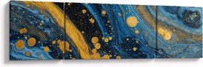 Obraz - Niebieska abstrakcja ze złotem (170x50 cm)
