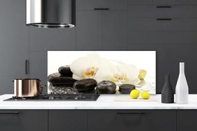 Panel Szklany Równowaga: Kwiat i Gładki Kamień