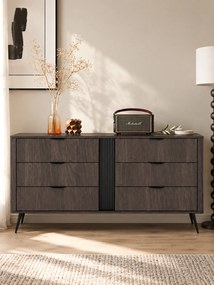 Komoda Edrin 163 cm z szufladami - dąb dunin / czarny