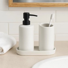 Zestaw łazienkowy PLY, ceramiczny dozownik, kubek i taca