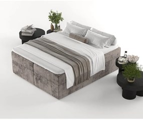 Brązowe łóżko boxspring ze schowkiem 160x200 cm Yoko – Maison de Rêve