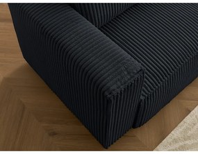 Czarna sztruksowa rozkładana/ze schowkiem sofa 244 cm Chelsea – Bobochic Paris