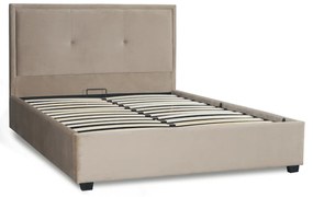 Łóżko Tapicerowane 140x200 cm ze Stelażem Dwuosobowe ANDRE Welurowe Beżowe