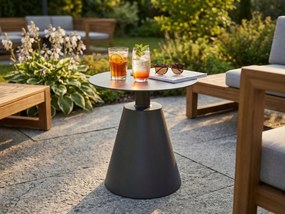Stolik ogrodowy aluminiowy antracyt okrągły 40x40x50 cm lekki odporny taras