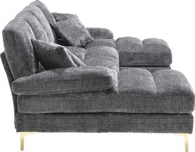 Szary narożnik - Sofa 4-osobowa z siedziskami i poduszkami - szenil - do salonu i sypialni