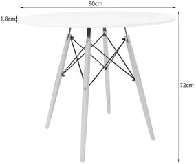 Komplet biały stół 90 cm z 4 krzesłami - Osato 6X 3 kolory