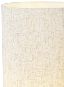 Lampa podłogowa Japandi drewniana z lnianym abażurem 90 cm - LamelJapandi Oswietlenie wewnetrzne