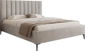 Mona SLIM III w tkaninie VELUTTO, Wygodne łóżko tapicerowane - Ergonomiczne oparcie dla pleców 200x200 cm, jasnoszary