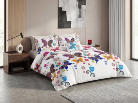 PrzytulneMieszkanie.pl PrzytulneMieszkanie.pl Pościel z mikrofibry KOLOROWY MOTYL biała Rozmiar pościeli: 70 x 90 cm | 140 x 220 cm