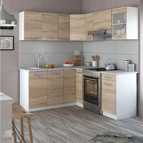 Kuchnia narożna sonoma/biały 190x60x81.6 rick