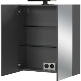 Antracytowa wisząca/z lustrem szafka łazienkowa 60x71 cm Arcena – Germania