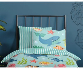 Niebieska bawełniana pościel dziecięca jednoosobowa 140x200 cm Ocean – Good Morning
