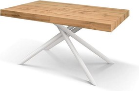 Stół drewniany, efekt dębu, podstawa biała, wym.140x90-220x90cm - CARRARA