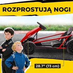 HOMCOM 24 V elektryczny gokart dla dzieci do 13 km/h z funkcją driftu, 2 silniki, dla 8–12 lat, czerwony | Aosom PL