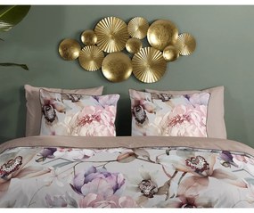 Szara/brązowa pościel jednoosobowa z satyny bawełnianej 140x220 cm Colinda – Descanso