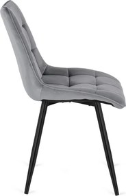 Krzesło Tapicerowane do Jadalni RIO Szare Welurowe Nowoczesne Loft