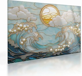 Obraz na szkle - 3D perły w oceanie (70x50 cm)