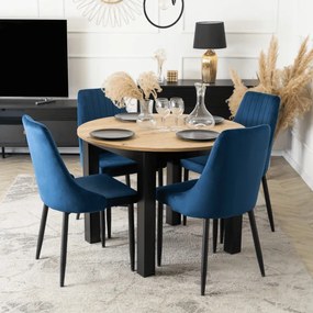 Krzesło Tapicerowane do Jadalni BARI Granatowe Welurowe Nowoczesne Loft