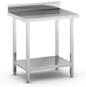 Stół roboczy ze stali nierdzewnej z półką i ogrodzeniem, 800 x 600 x 850 mm