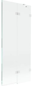 Mexen Lunar parawan nawannowy 2-skrzydłowy prawy 80 x 150 cm, transparent, biały - 897-080-100-20-00-P