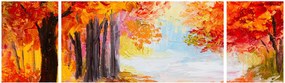 Obraz - Obraz olejny, kolorowa jesień (170x50 cm)