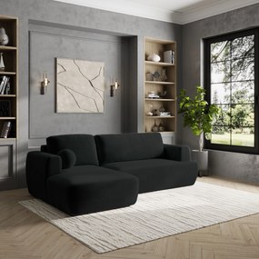 Masseno Narożnik SENTI z funkcją spania i pojemnikiem na pościel Narozniki L, Rozkładana sofa - Czarny, KRONOS 07