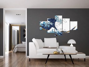 Obraz - Japoński rysunek, fale (125x70 cm)