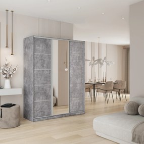 Szafa PINA - Beton jasny / 150 cm / Srebrne