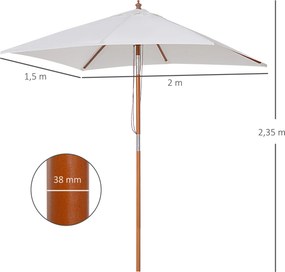 Outsunny Parasol Ogrodowy Składany KremowoBiały Praktyczny i Stylowy 200x150x235cm | Aosom PL