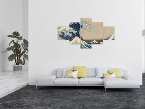 Obraz - Katsushika Hokusai, Under the Wave off Kanagawa, reprodukcje (125x70 cm)