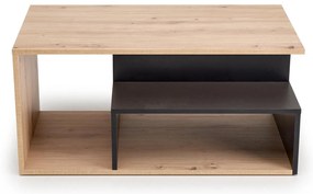 Prostokątna ława dąb artisan/czarny do salonu z półką 90/51/43 IVA