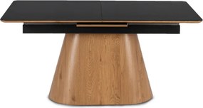 Stół Rozkładany Prostokątny LIZBONA 160-200 cm Ceramiczny Czarny/Dąb do Jadalni Nowoczesny