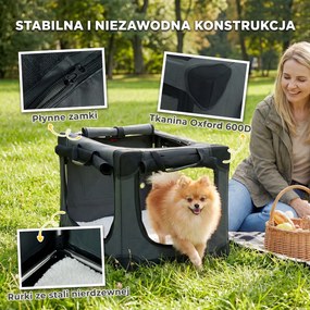 PawHut Składana torba transportowa dla psa z poduszką, zdejmowanym i nadającym się do prania pokrowcem, wykonana z tkaniny Oxford, dla psów do 22 kg, zielony wojskowy | Aosom PL